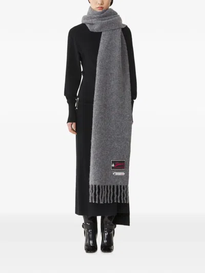 Lanvin 로고 패치 프린지 스카프 In Gray