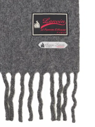 Lanvin 로고 패치 프린지 스카프 In Gray