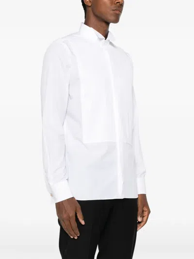 Truzzi 플리츠 빕 윙 칼라 셔츠 In White