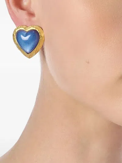 Anabela Chan 블루베리 하트 이어링 In Blue