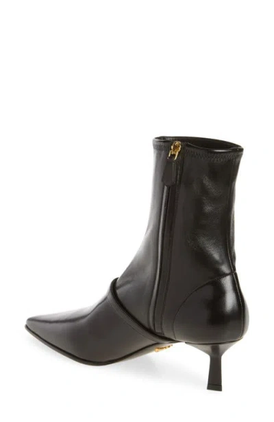 Prada Stretch Leather Ankle Boot In Brown