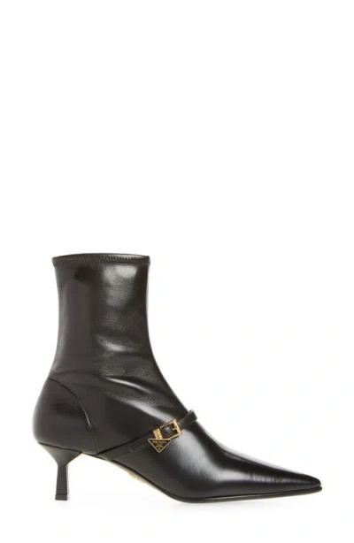 Prada Stretch Leather Ankle Boot In Brown
