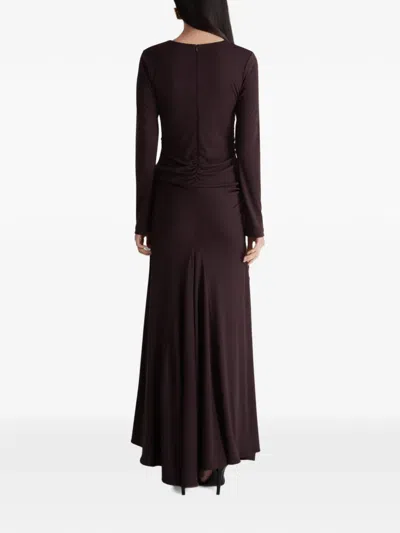 Violante Nessi 멘고니 주름 이브닝 드레스 In Brown