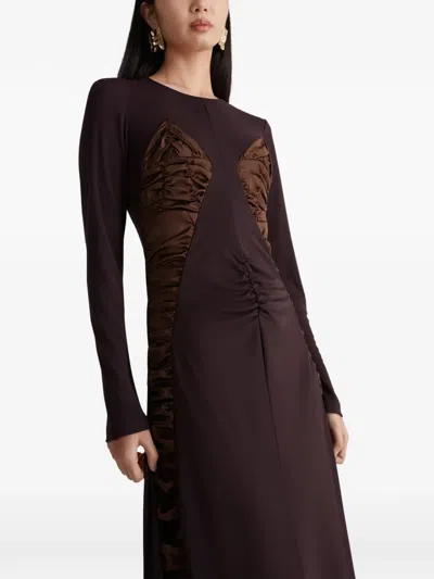 Violante Nessi 멘고니 주름 이브닝 드레스 In Brown