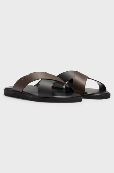 Hugo Boss Logo-debossed Slides In Black