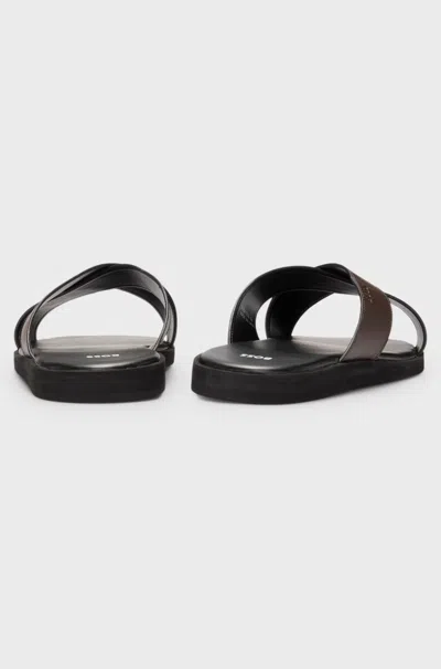 Hugo Boss Logo-debossed Slides In Black
