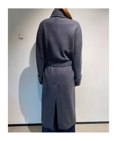 Max Mara Collared Long-sleeved Coat In Blue