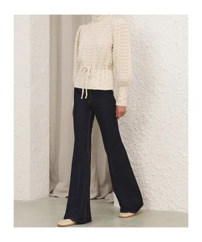 Zimmermann Valiant Embroidered Tie-detailed Wool Sweater In White
