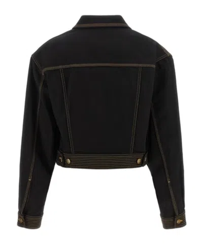Versace Long-sleeve Denim Jacket In Black