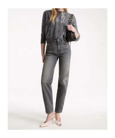 Marella Button-front Sequin Vest In Gray