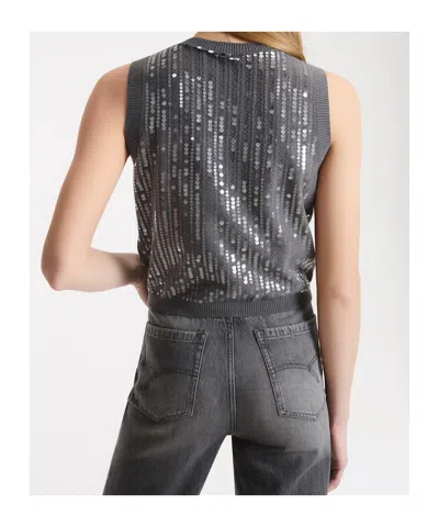 Marella Button-front Sequin Vest In Gray