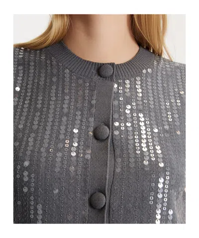 Marella Button-front Sequin Vest In Gray