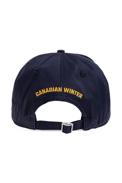 Dsquared2 Logo-embroidered Distressed Baseball Cap In Blue