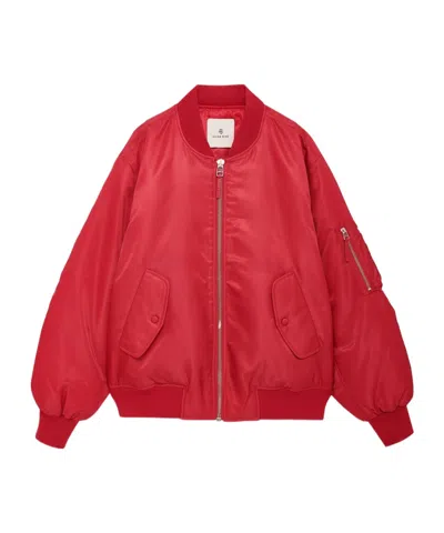 Anine Bing Leon Zip Front Bomber Jacket In Red