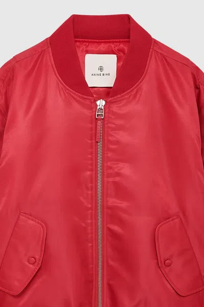 Anine Bing Leon Zip Front Bomber Jacket In Red