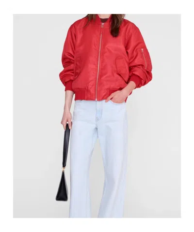 Anine Bing Leon Zip Front Bomber Jacket In Red