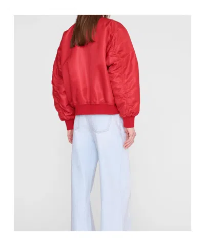 Anine Bing Leon Zip Front Bomber Jacket In Red