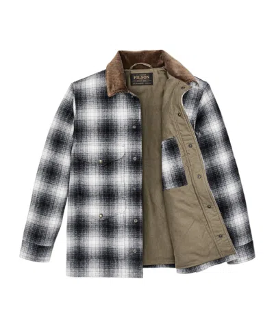 Filson Check-pattern Corduroy-collar Jacket In Gray