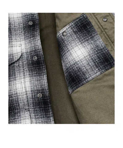 Filson Check-pattern Corduroy-collar Jacket In Gray