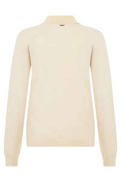 Herno Button-collar Knit Top In Gold