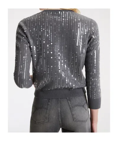 Marella Button-front Long-sleeve Knit Top In Gray