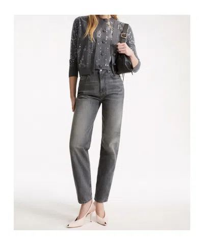 Marella Button-front Long-sleeve Knit Top In Gray
