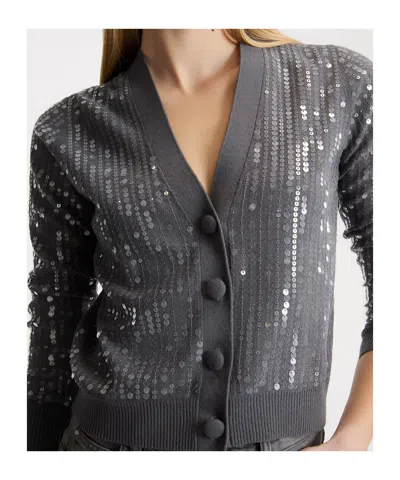 Marella Button-front Long-sleeve Knit Top In Gray