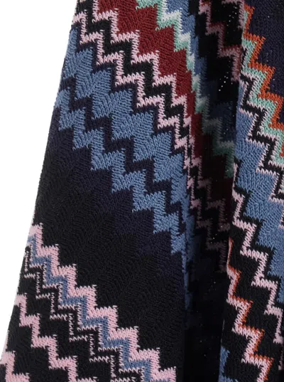 Missoni Zigzag-knit Wool-acrylic Blend Cape In Brown