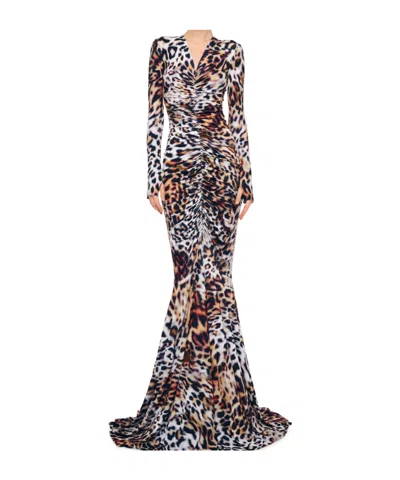 Norma Kamali Pleated-front Fishtail Gown In Multi