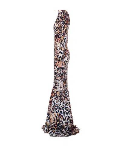 Norma Kamali Pleated-front Fishtail Gown In Multi