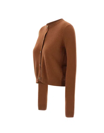 Marella Button-front Long-sleeve Knit Top In Brown