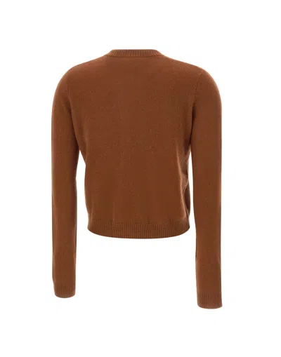 Marella Button-front Long-sleeve Knit Top In Brown