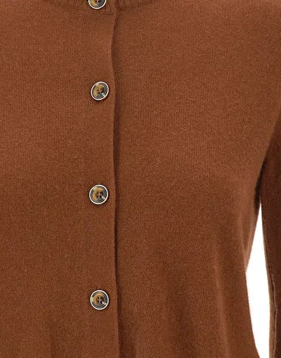 Marella Button-front Long-sleeve Knit Top In Brown
