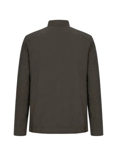 Barbour Olive Mock Collar Logo Jacket In Gray