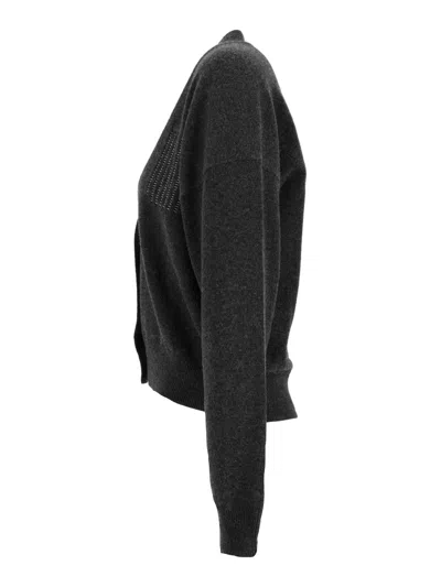 Peserico Button-front Long-sleeve Knit Top In Black