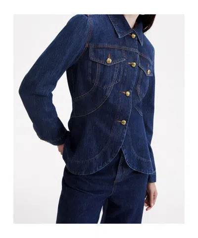 Marella Button-front Denim Jacket In Blue