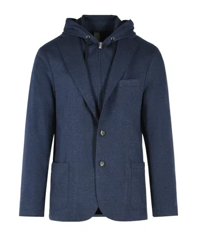 Eleventy Blue Polyester-blend Single-breasted Blazer In Blue