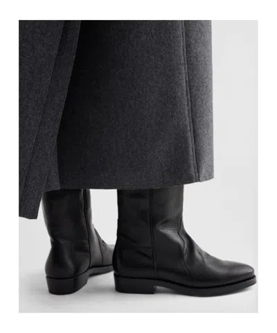 Jil Sander Aged-effect Leather Boots In Black