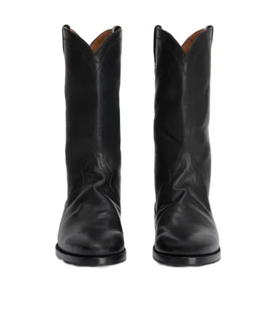 Jil Sander Aged-effect Leather Boots In Black