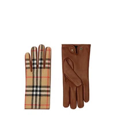Burberry Check-pattern Gloves In Brown