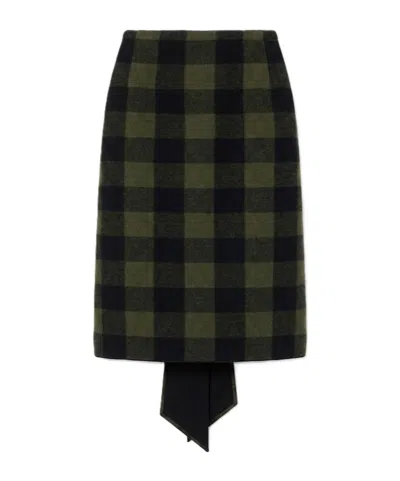 N°21 Check-pattern Midi Skirt In Black