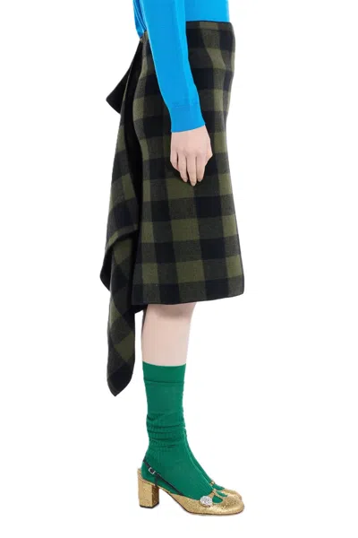 N°21 Check-pattern Midi Skirt In Black