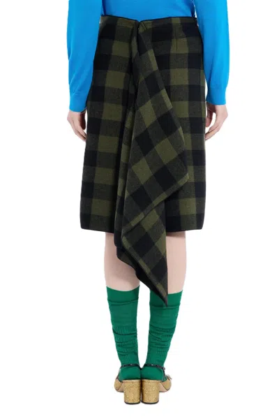 N°21 Check-pattern Midi Skirt In Black