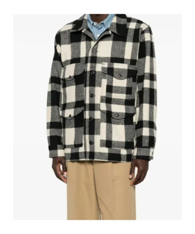 Filson Check-pattern Button-up Jacket In Black