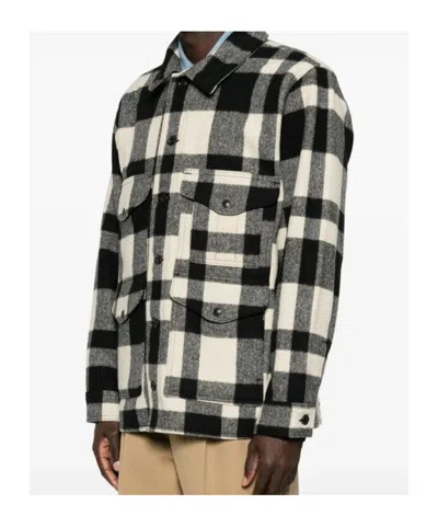 Filson Check-pattern Button-up Jacket In Black