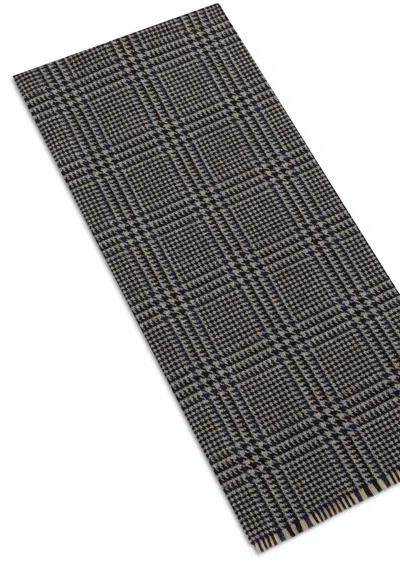 Slowear Check-pattern Fringed Scarf In Gray