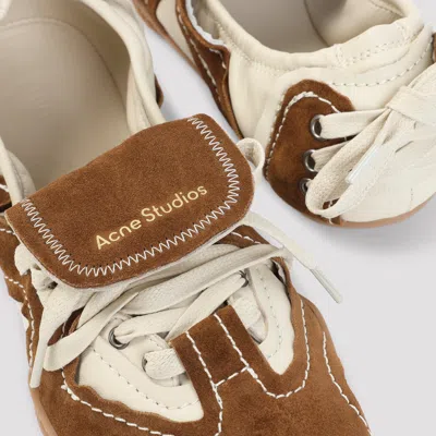 Acne Studios Bilaria Lace-up Suede And Leather Ballet Flats In Brown