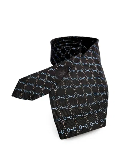 Gucci Chain Pattern Silk Tie In Black