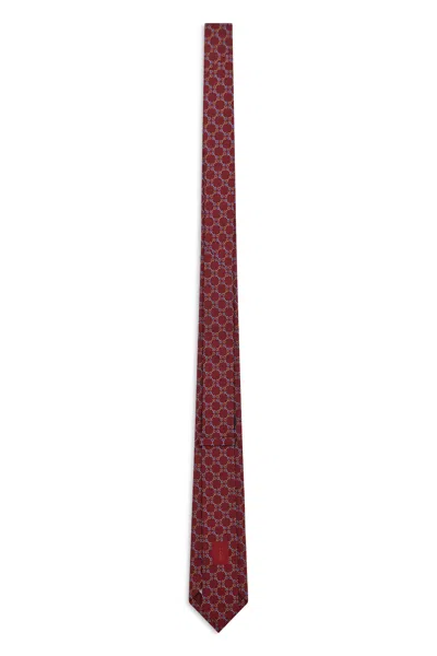 Gucci Tie With Geometric Patterns In Red