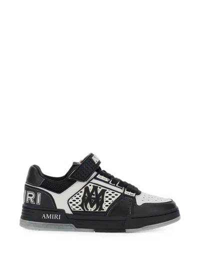 Amiri Perforated Leather Sneaker With Hook-and-loop Closure In Black